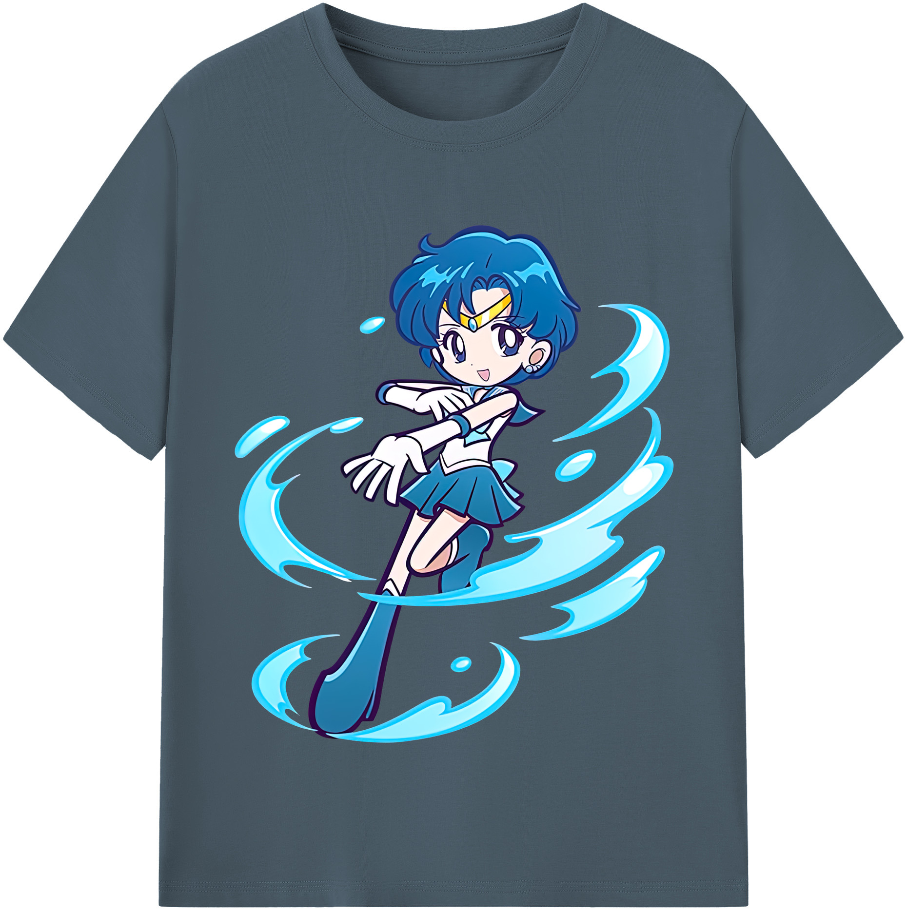 （画像用） 美少女戦士セーラームーン 水野 亜美 みずの あみ Sailor Moon Mizuno Ami 綿100％半袖Tシャツ（フロントプリント）